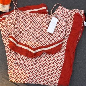 Sienna Sky Red and Cream Geometric Dress